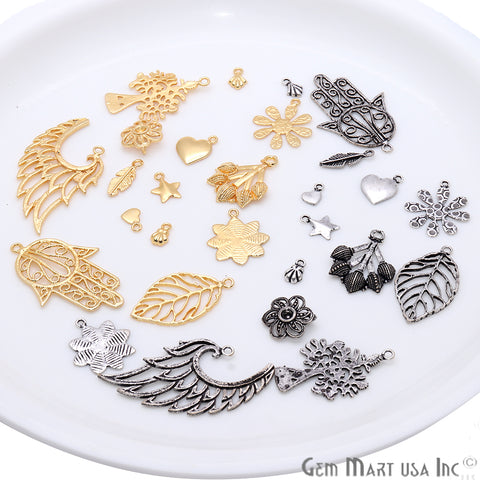 Leaf Shape Oxidized 31x18mm Charm For Bracelets & Pendants - GemMartUSA