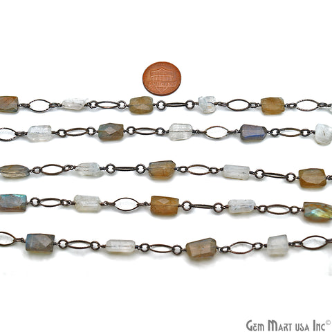 Labradorite & Rainbow With Oxidized Marquise Finding Rosary Chain