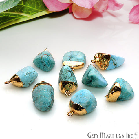 Amazonite Gemstone Frosted Matte Bead 22x14mm Gold Edged Single Bail Connector - GemMartUSA