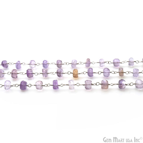 Ametrine Faceted Beads 6-7mm Silver Wire Wrapped Rosary Chain