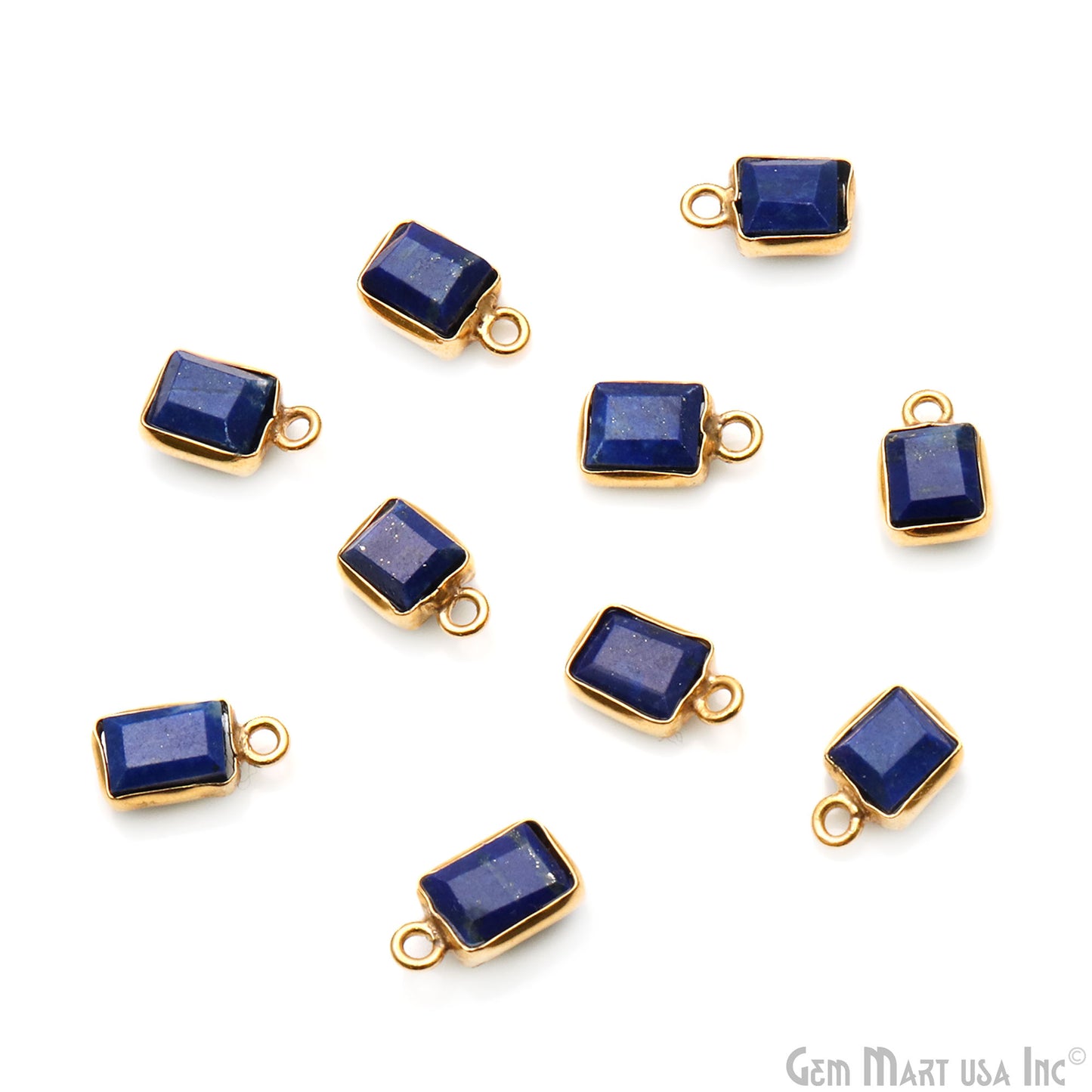 Sapphire Rectangle 11x6mm Gold Plated Single Bail Gemstone Connector