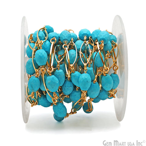 Turquoise With Gold Marquise Finding Rosary Chain