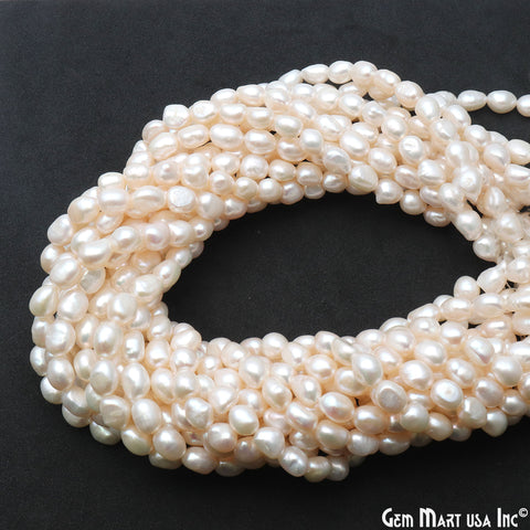 Pearl Rough Beads, 16 Inch Gemstone Strands, Drilled Strung Briolette Beads, Free Form, 7x5mm