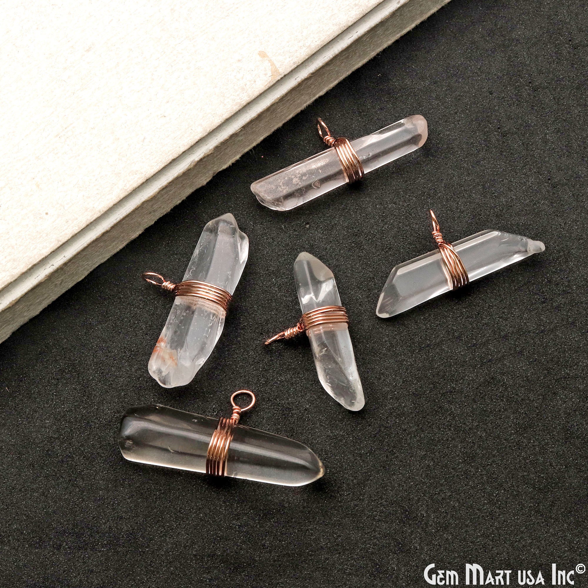 Free Form 30x18mm Rose Gold Wire Wrapped Gemstone Connector