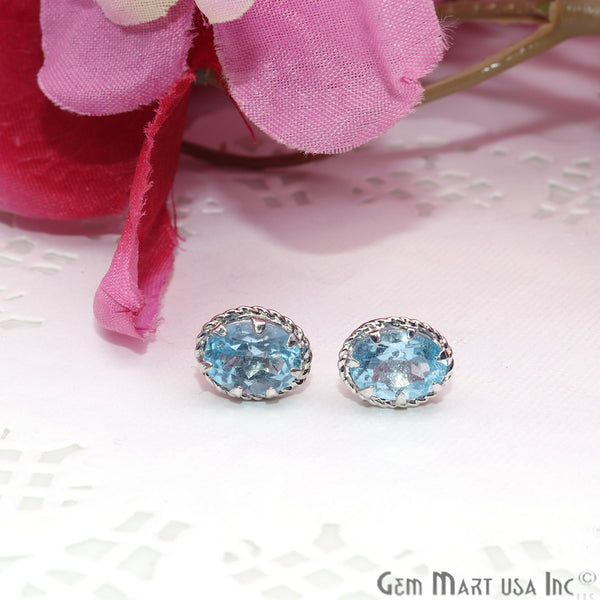 Blue Topaz 6x8mm Sterling...