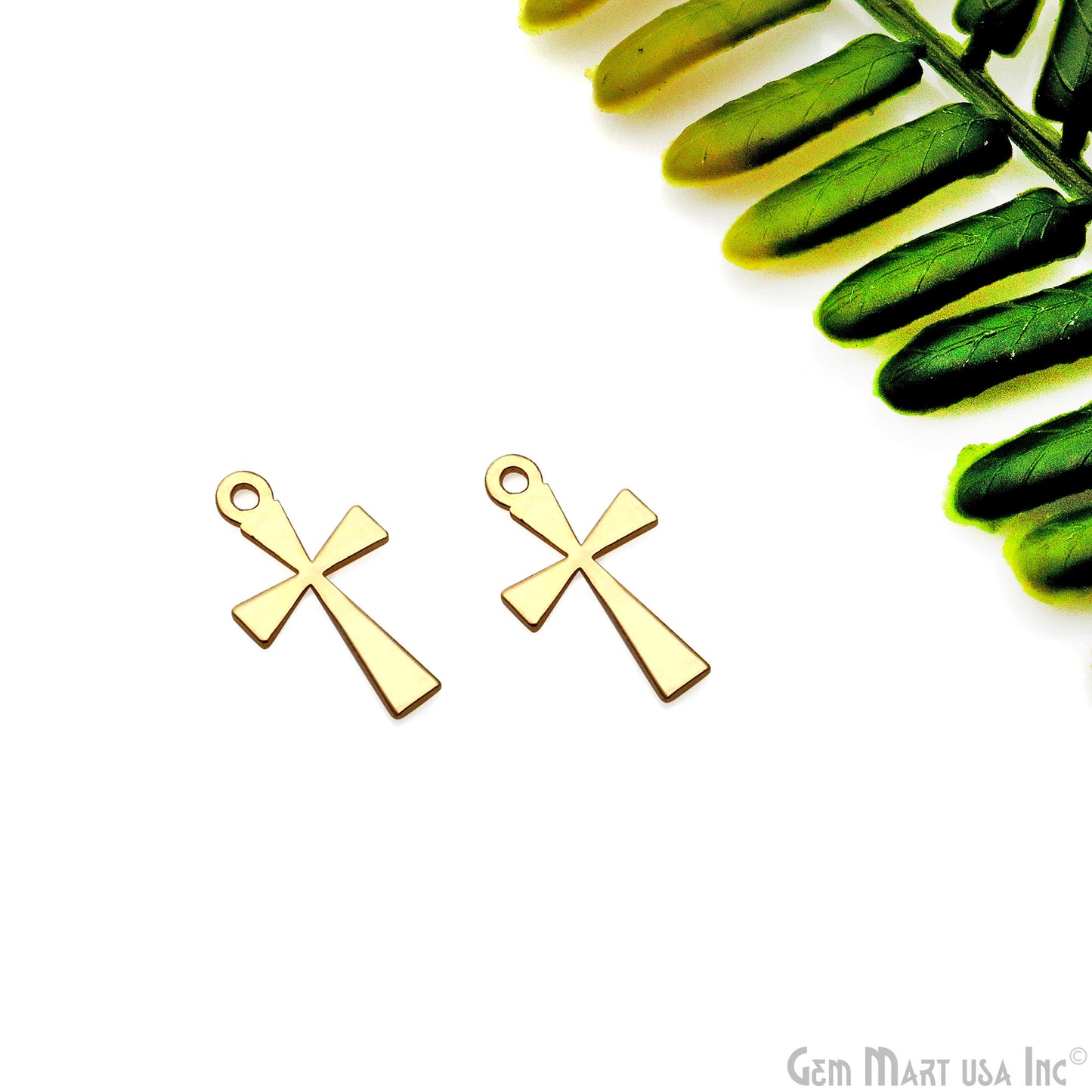 Cross Gold Laser Finding 9x16mm Gold Plated Charm For Bracelets & Pendants