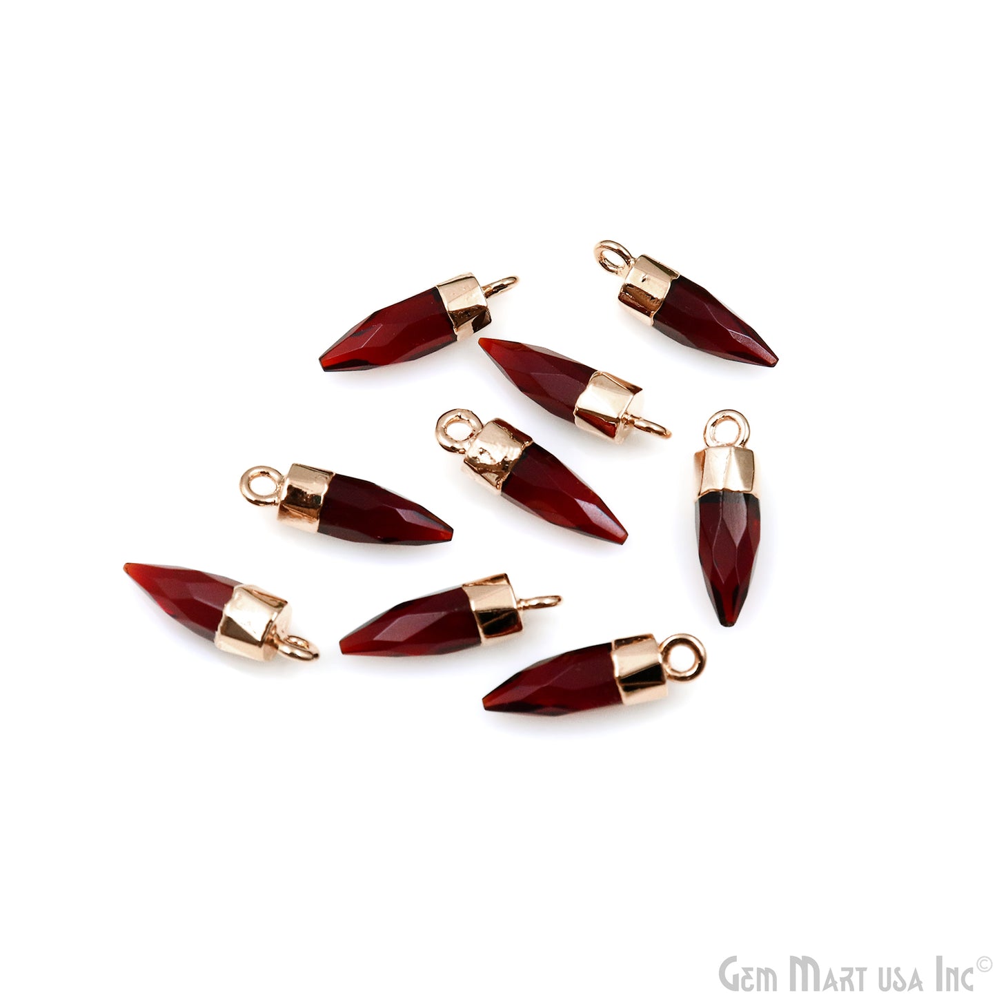 Bullet Shape 17x5mm Rose Gold Electroplated Gemstone Connector