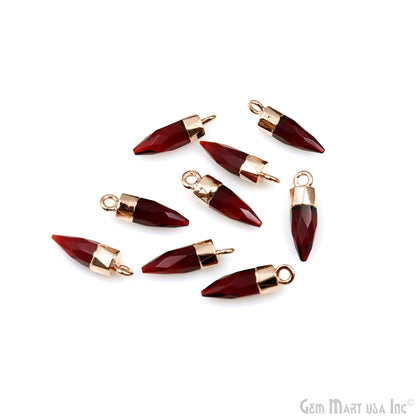 Bullet Shape 17x5mm Rose Gold Electroplated Gemstone Connector