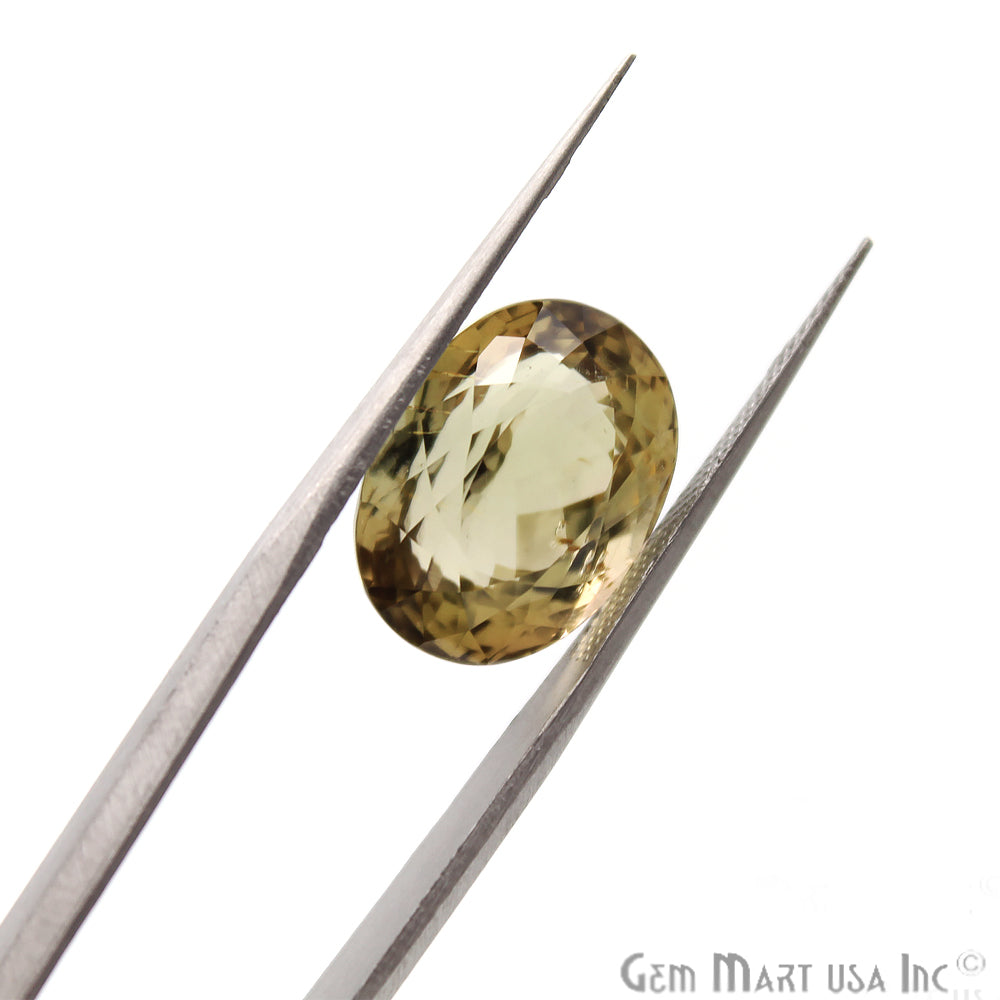 Olive Green Tourmaline Faceted Oval Loose Gemstone 12.75 Cts, Clarity VS-SI - GemMartUSA