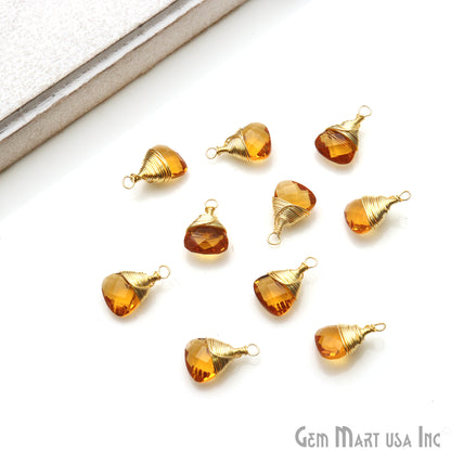 Trillion Shaped 8mm Gold Plated Wire Wrapped Gemstone Connector (Pick Stone) - GemMartUSA