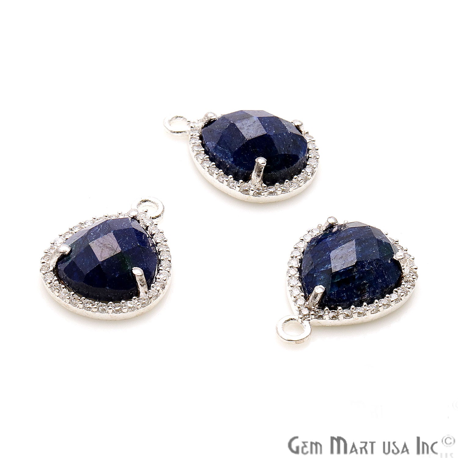 Gemstone Pears Shape 10x12mm CZ Pave Connector (Pick Stone) - GemMartUSA