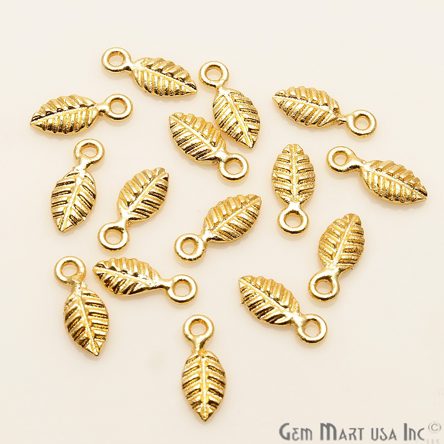 5pc Lot Leaf Finding 11x5mm Filigree Jewelry Charm (Pick Plating) - GemMartUSA