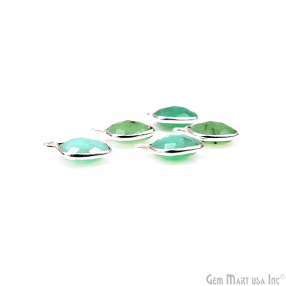 Chrysoprase Cushion 10mm Silver Bezel Single Bail Gemstone Connector