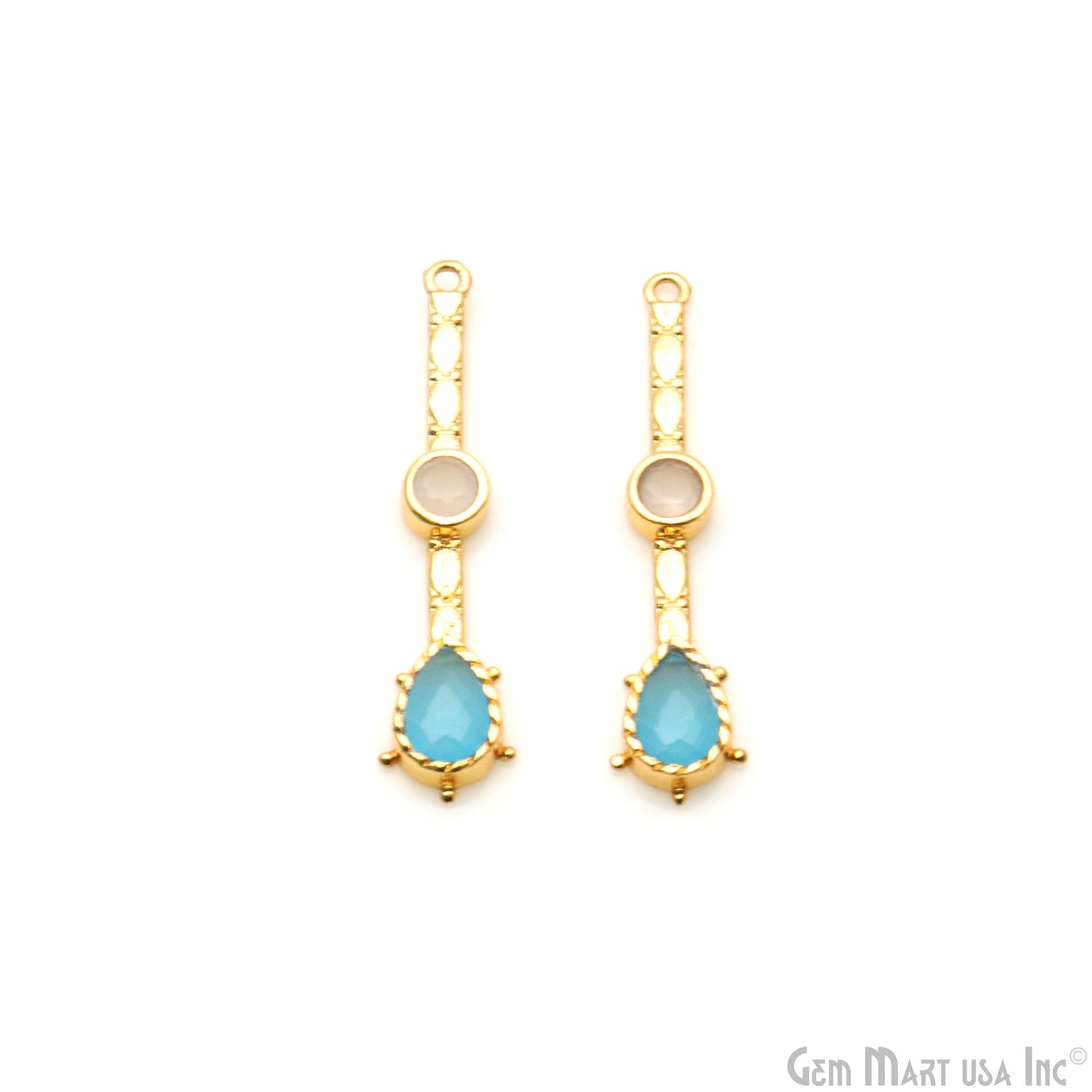 Long Gemstone Gold Plated Earring Connector