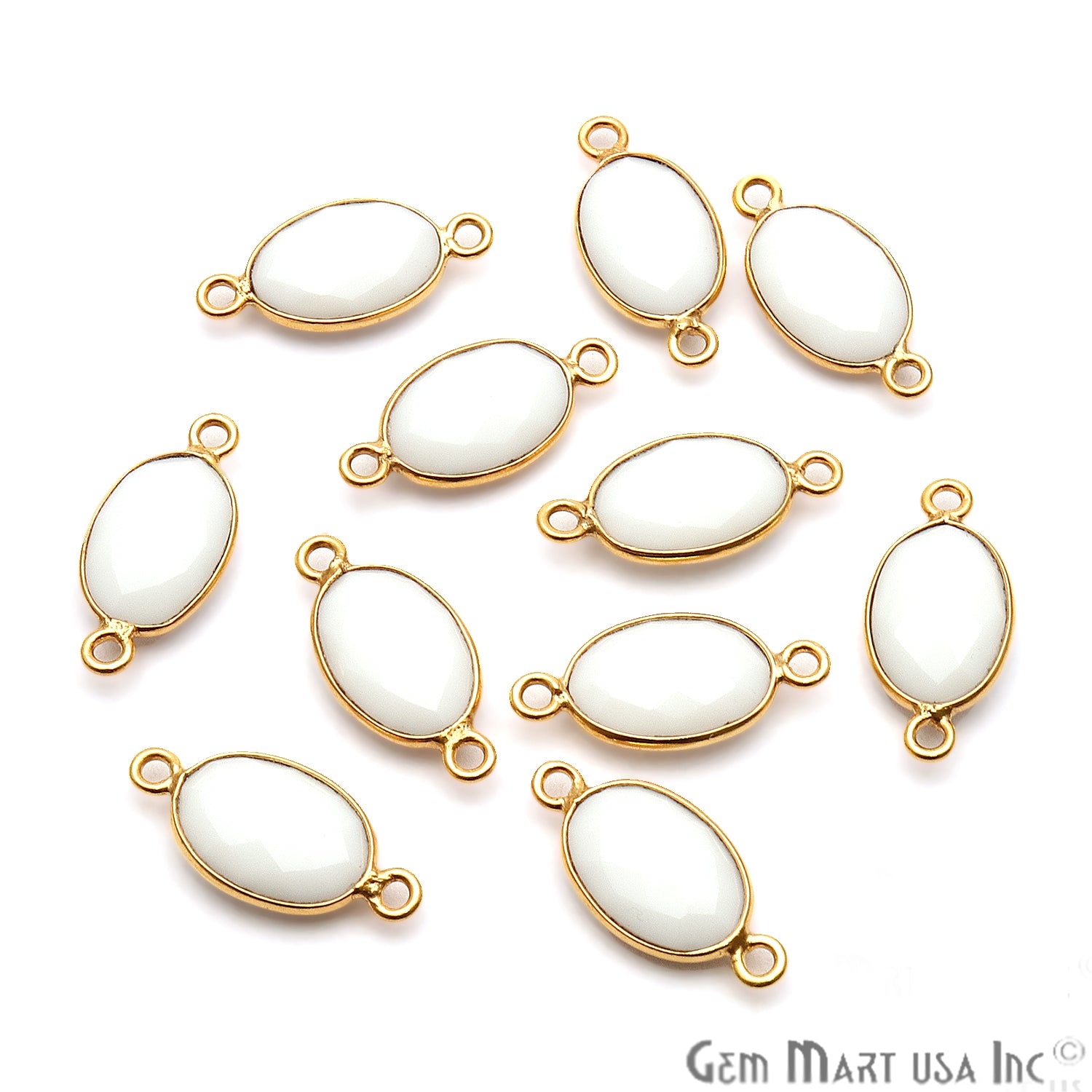 Gemstone Oval 8x12mm Gold Gemstone Connector (Pick Your Stone,Bail) - GemMartUSA