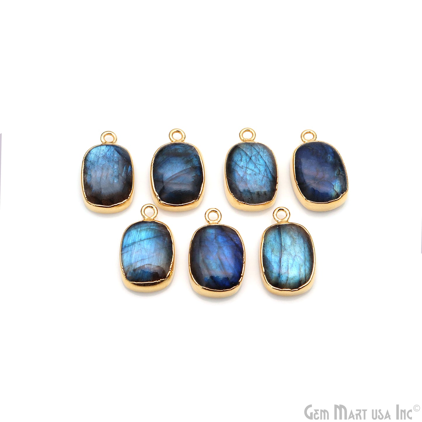 Flashy Labradorite 19x12mm Cabochon Octagon Single Bail Gold Electroplated Gemstone Connector
