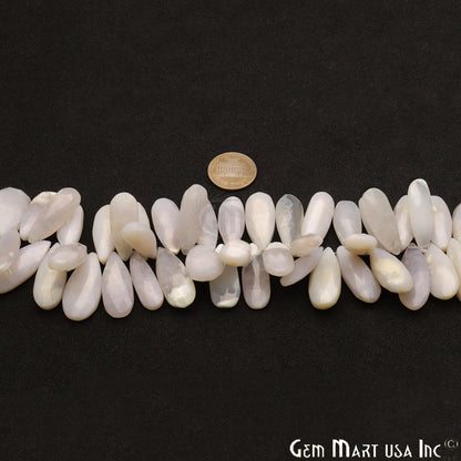 White Agate Pears 28x10mm Crafting Beads Gemstone Briolette Strands 8 Inch - GemMartUSA