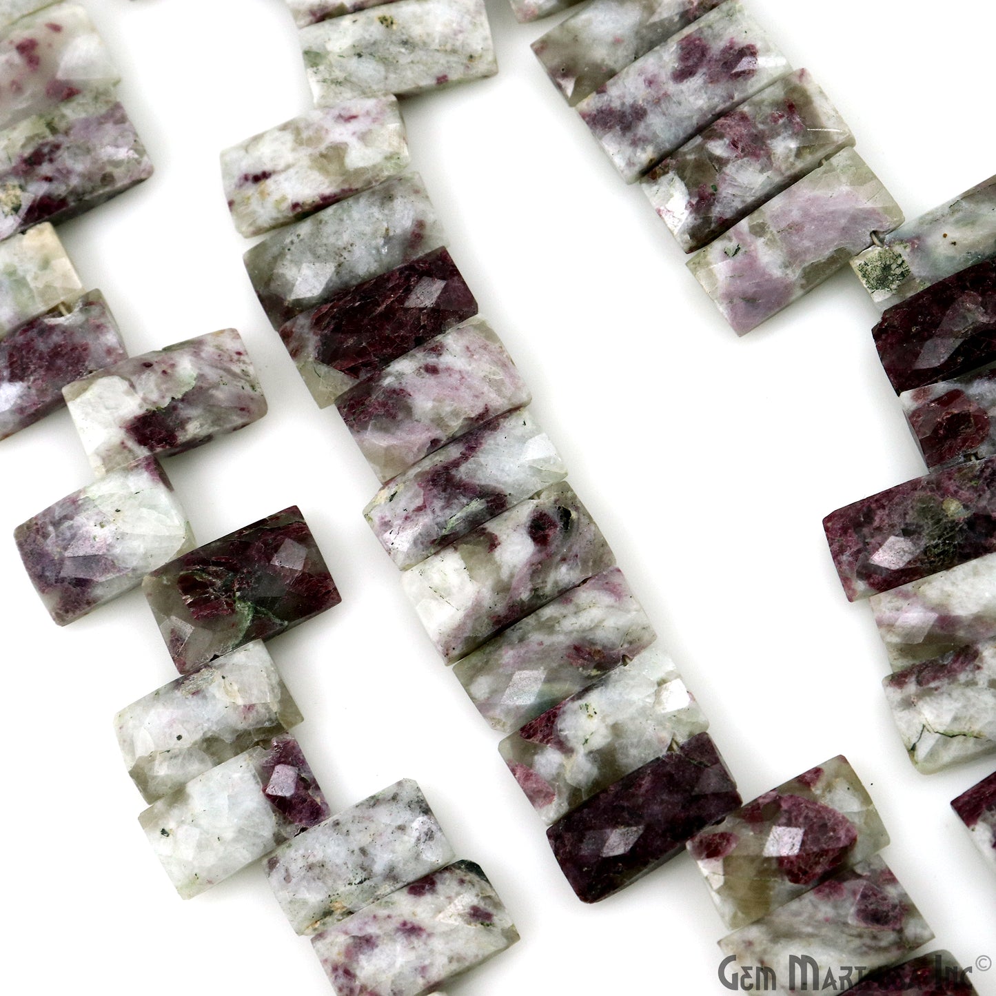 Thulite Rectangle Beads, 9 Inch Gemstone Strands, Drilled Strung Briolette Beads, Rectangle Shape, 28x10mm