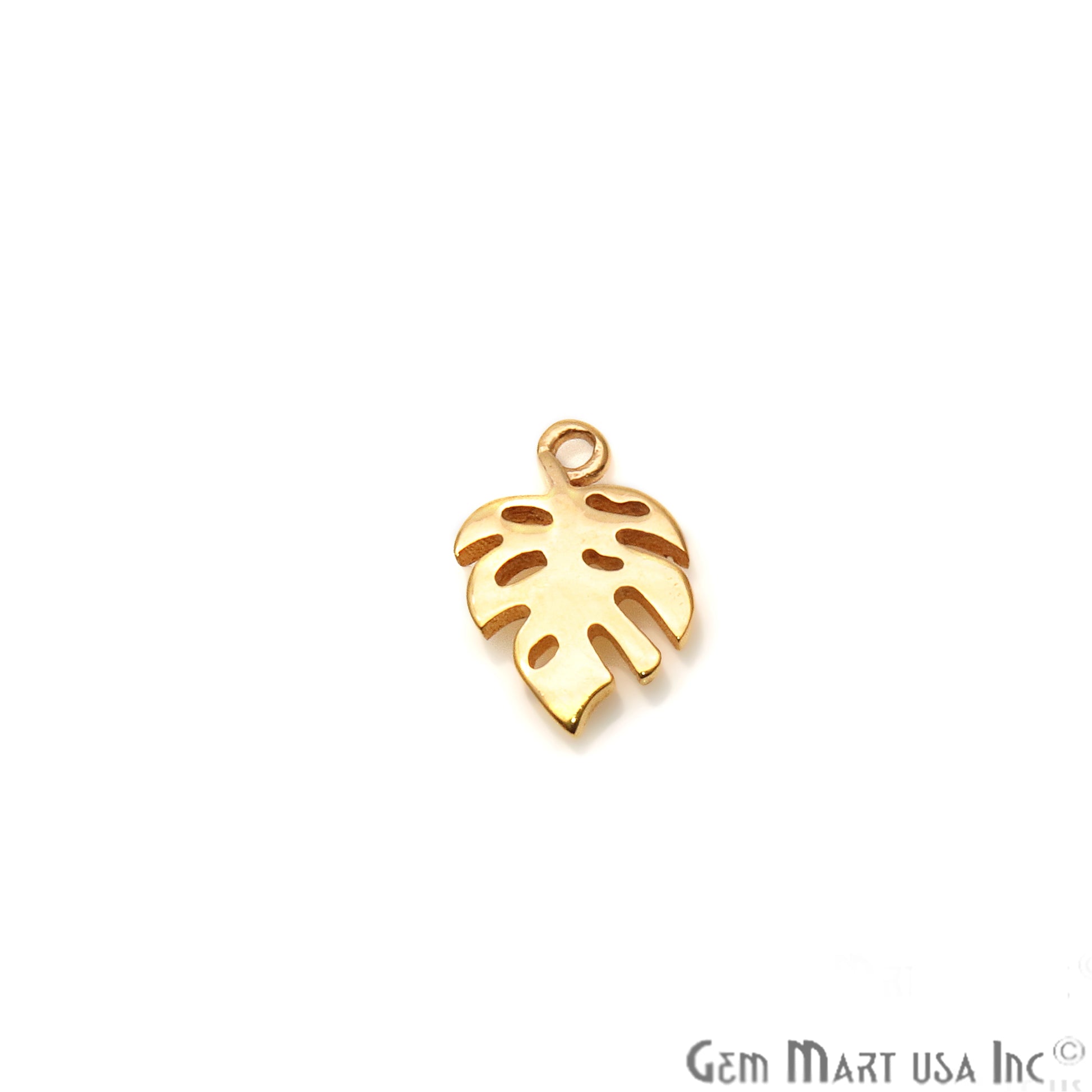 Leaf Shaped 13x9mm Pendant Connector, Gold Plated Finding, Filigree Leaf Design - GemMartUSA