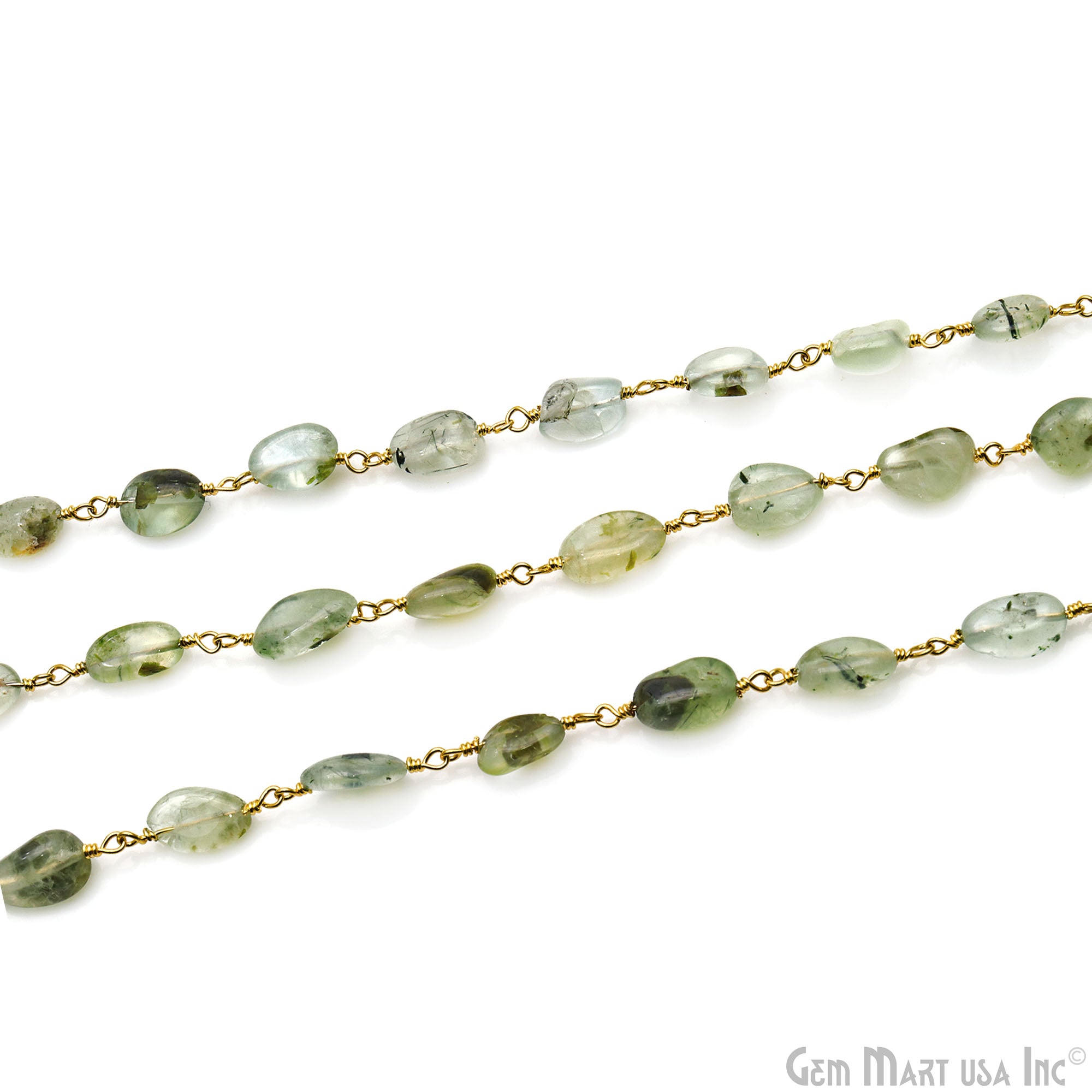 Fluorite 12x5mm Tumble Beads Gold Plated Rosary Chain
