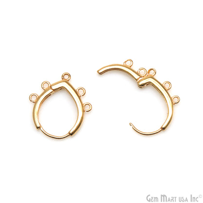 DIY Pears 5 Loop Hoop Clasp Finding Studs Gold Plated Hoop Earring 1 Pair