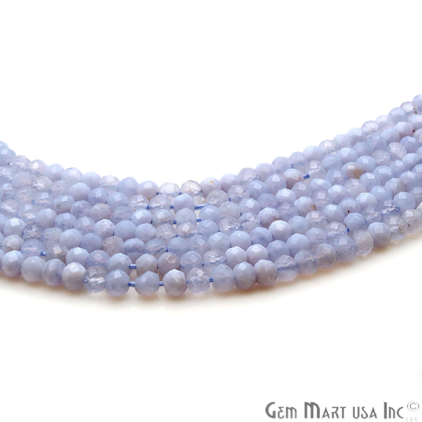 Blue Lace Agate Round 3-4mm Crafting Beads Gemstone Strands 13 INCH - GemMartUSA