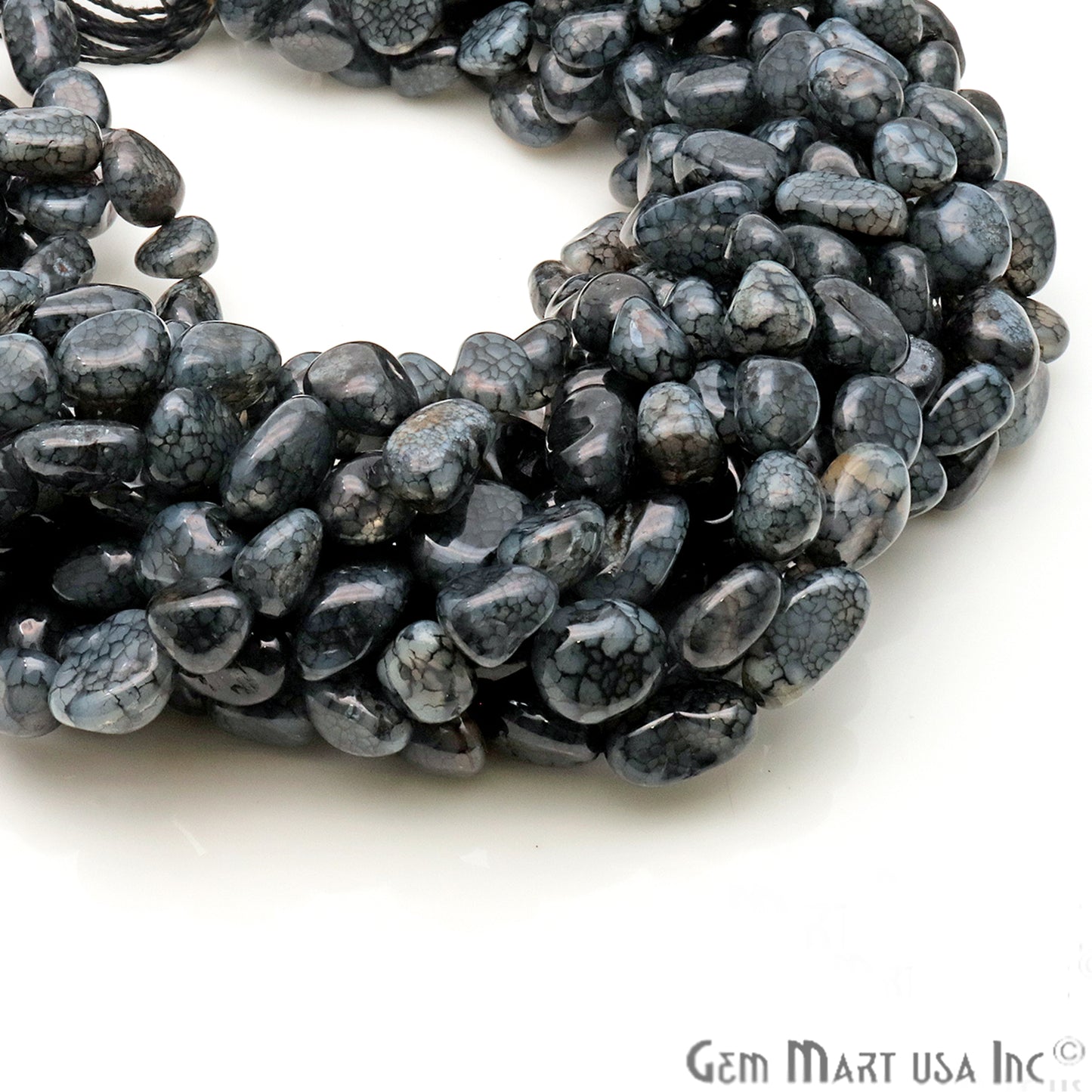 Black Obsidian Jade 13x9mm Tumble Beads Strands 14Inch - GemMartUSA