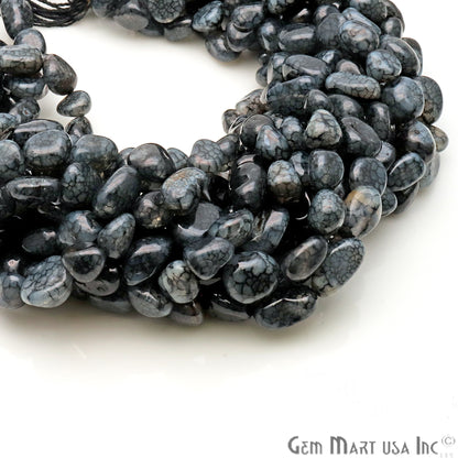 Black Obsidian Jade 13x9mm Tumble Beads Strands 14Inch - GemMartUSA