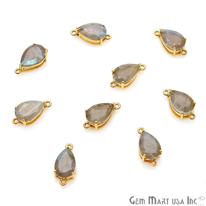 Labradorite Prong Setting Gold Plated Flashy Gemstone Connector - GemMartUSA