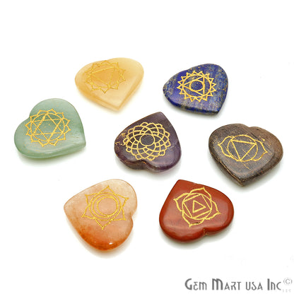 7 Chakra Lot, Healing Stones, Heart Spiritual Stones, Meditation Stones - GemMartUSA