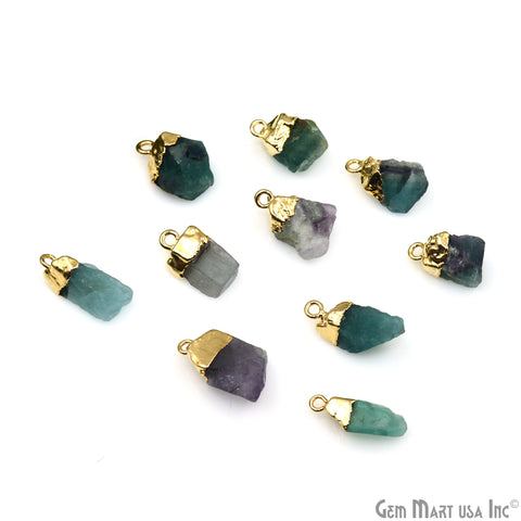 Rough Gemstone Necklace Pendant 20x12mm Single Bail Raw Free From Gold Electroplated Gemstone