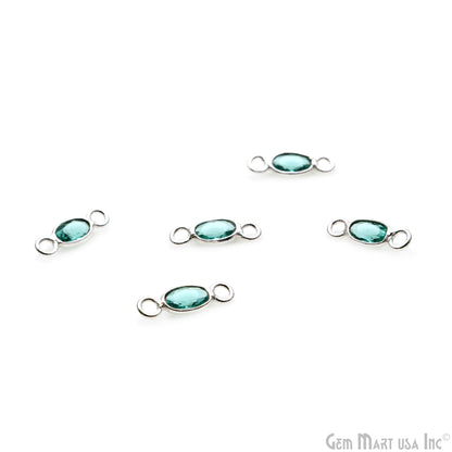 5pc Lot Apatite Oval 4x3mm Silver Plated Double Bail Gemstone Connector