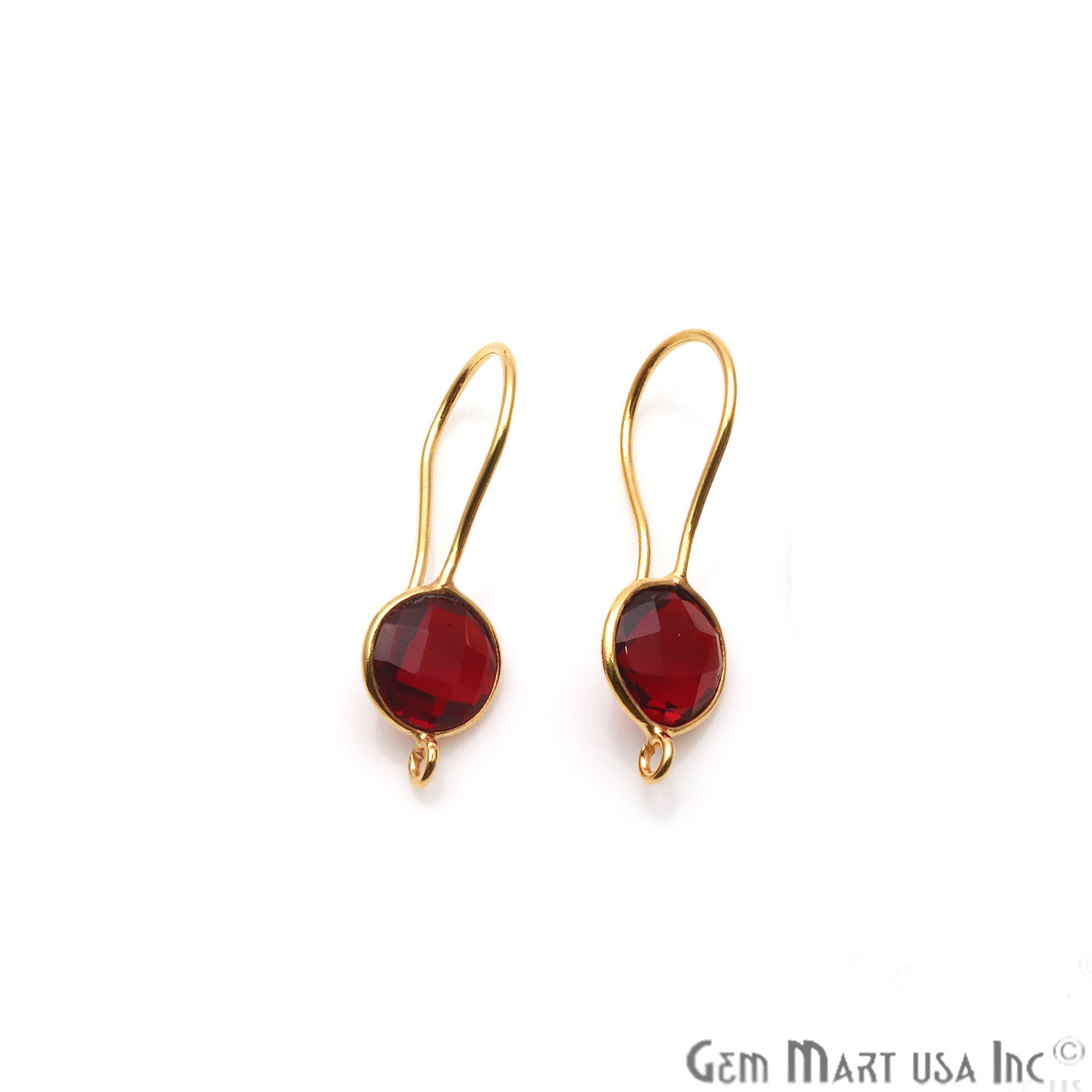 DIY Gemstone 26x9mm Gold Plated Round Hook Earring (Pick Gemstone) - GemMartUSA