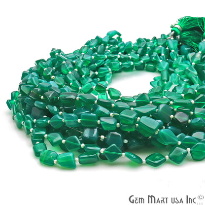 Green Onyx Free Form 9x7mm Tumble Beads Gemstone Strands - GemMartUSA