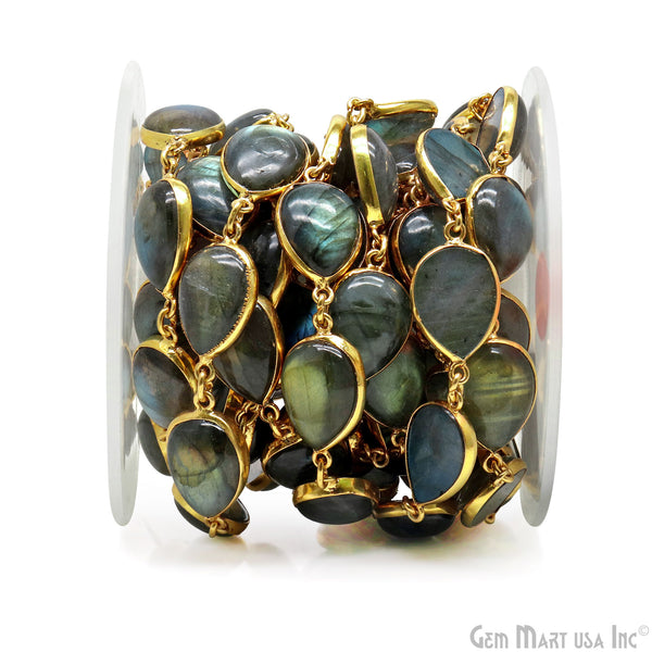Labradorite 12x16mm Pears Gold...