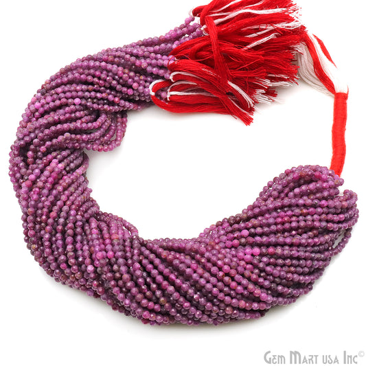 Ruby Rondelle Beads, 12-13 Inch Gemstone Strands, Drilled Strung Nugget Beads, Faceted Round, 3mm