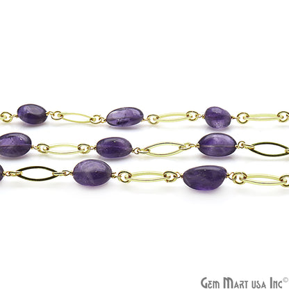 Amethyst Marquise Finding Gold Plated Rosary Chain - GemMartUSA