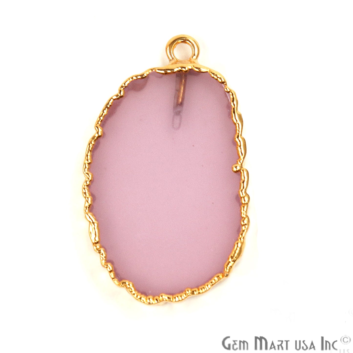 Rose Chalcedony Oval 30x18mm Gold Electroplated Gemstone Connector - GemMartUSA