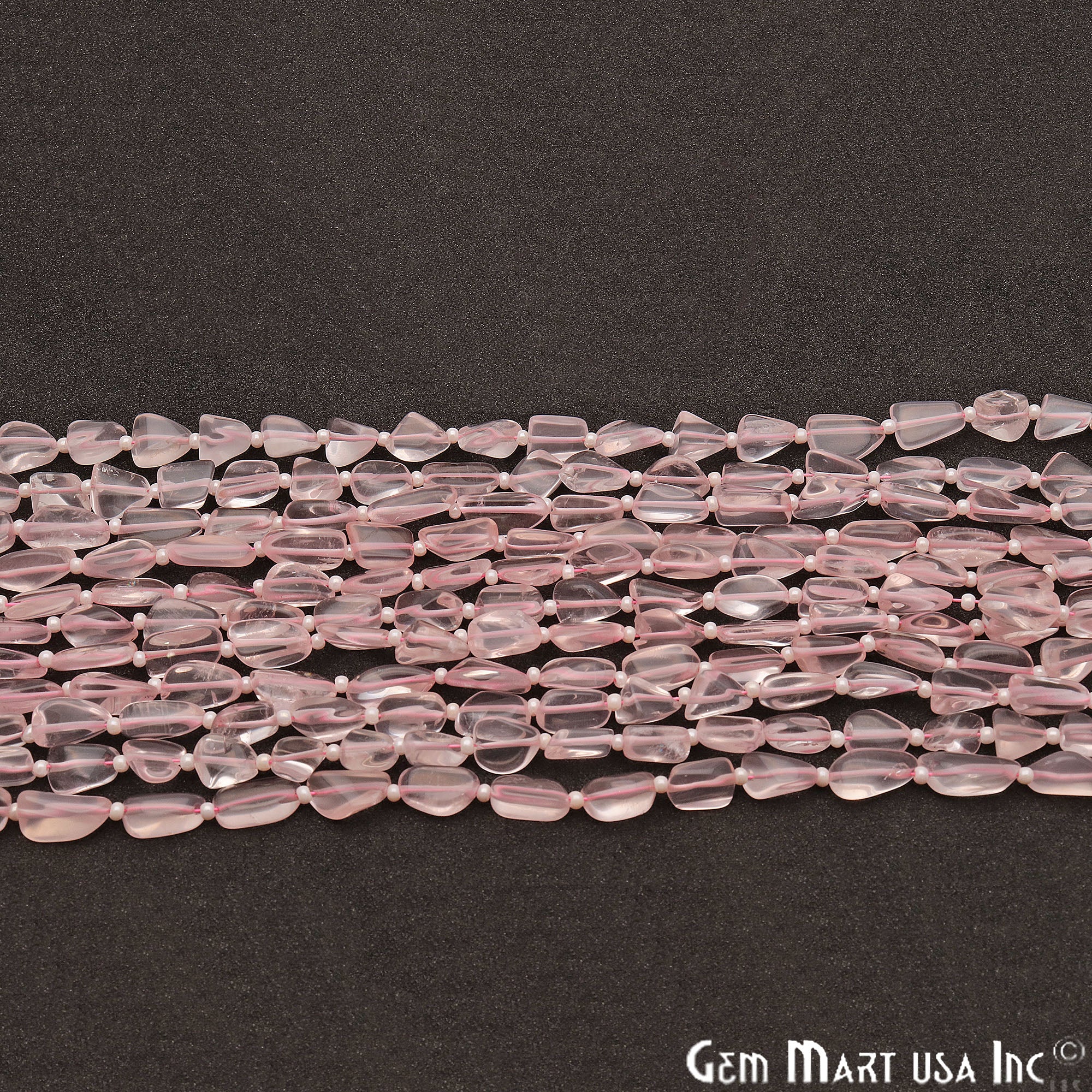 Rose Quartz Free Form 9x7mm Tumble Beads Gemstone Strands - GemMartUSA