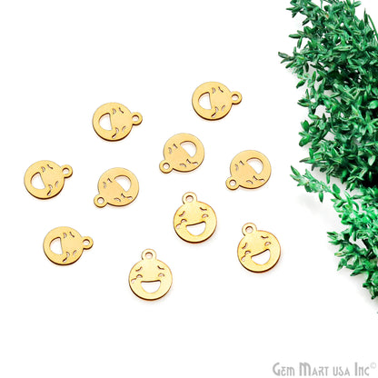 Tears Of Joy Emoji Shape Laser Finding Gold Plated 14.8x12mm Charm For Bracelets & Pendants