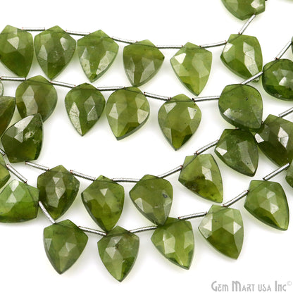 Peridot Kite Beads, 6 Inch Gemstone Strands, Drilled Strung Briolette Beads, Kite Shape, 16x12mm