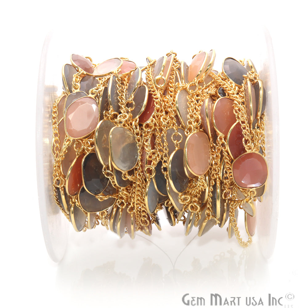 Multi Color Gold Plated 10-15mm Bezel Link Connector Chain - GemMartUSA