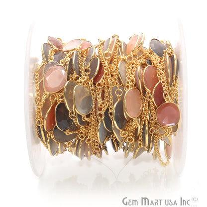 Multi Color Gold Plated 10-15mm Bezel Link Connector Chain - GemMartUSA