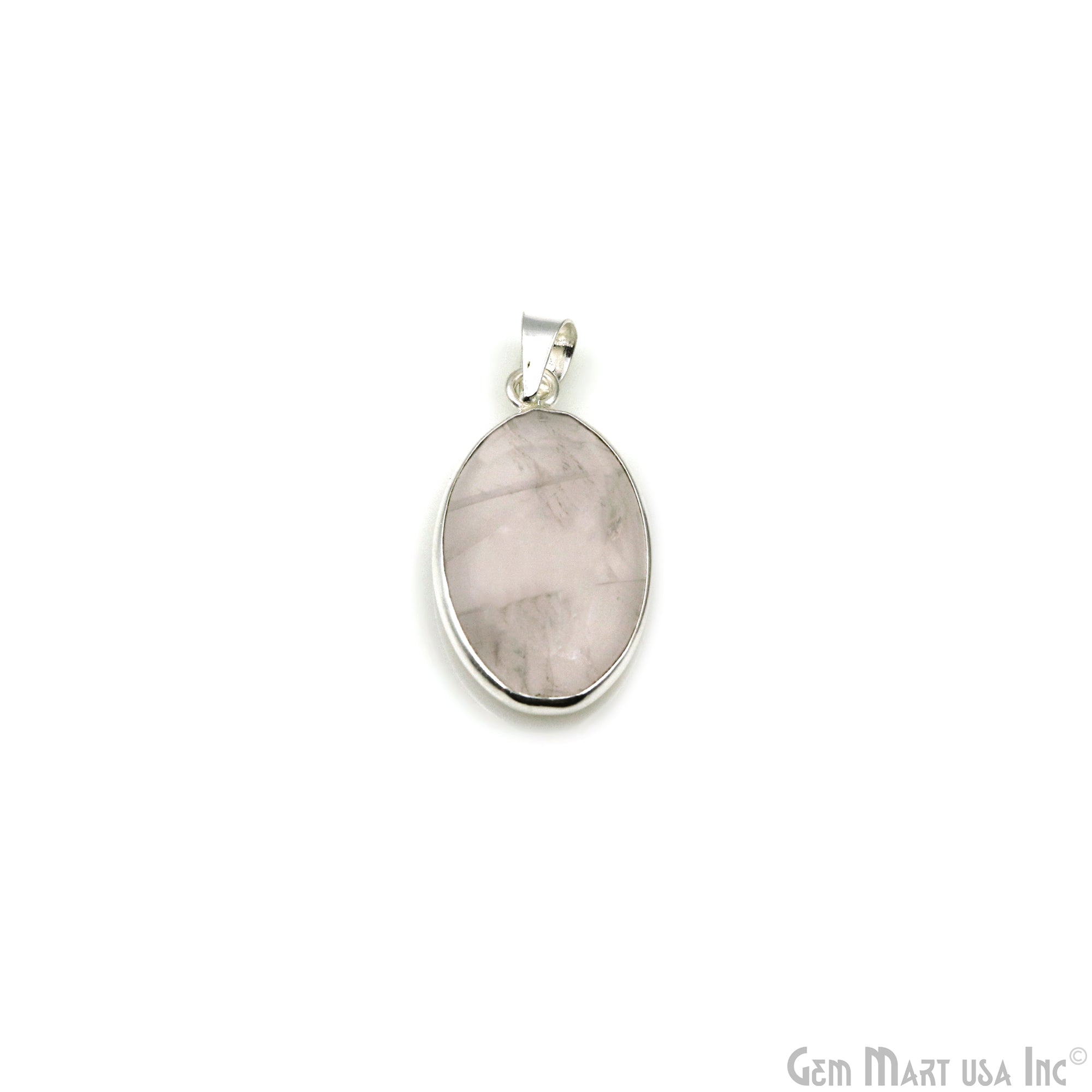 Rose Quartz Gemstone Oval 31x18mm Sterling Silver Necklace Pendant 1PC