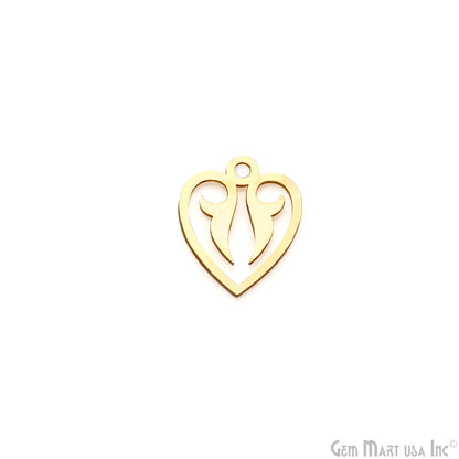 Heart Shape Laser Finding Gold Plated 20x16.2mm Charm For Bracelets & Pendants