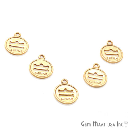 Libra Print Round Shape Gold Plated Finding Connector - GemMartUSA