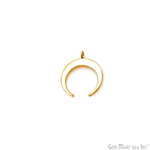 Double Horn Shape Gold Charm 17x15mm  Dainty Gold Plated Crescent Moon Necklace Pendant