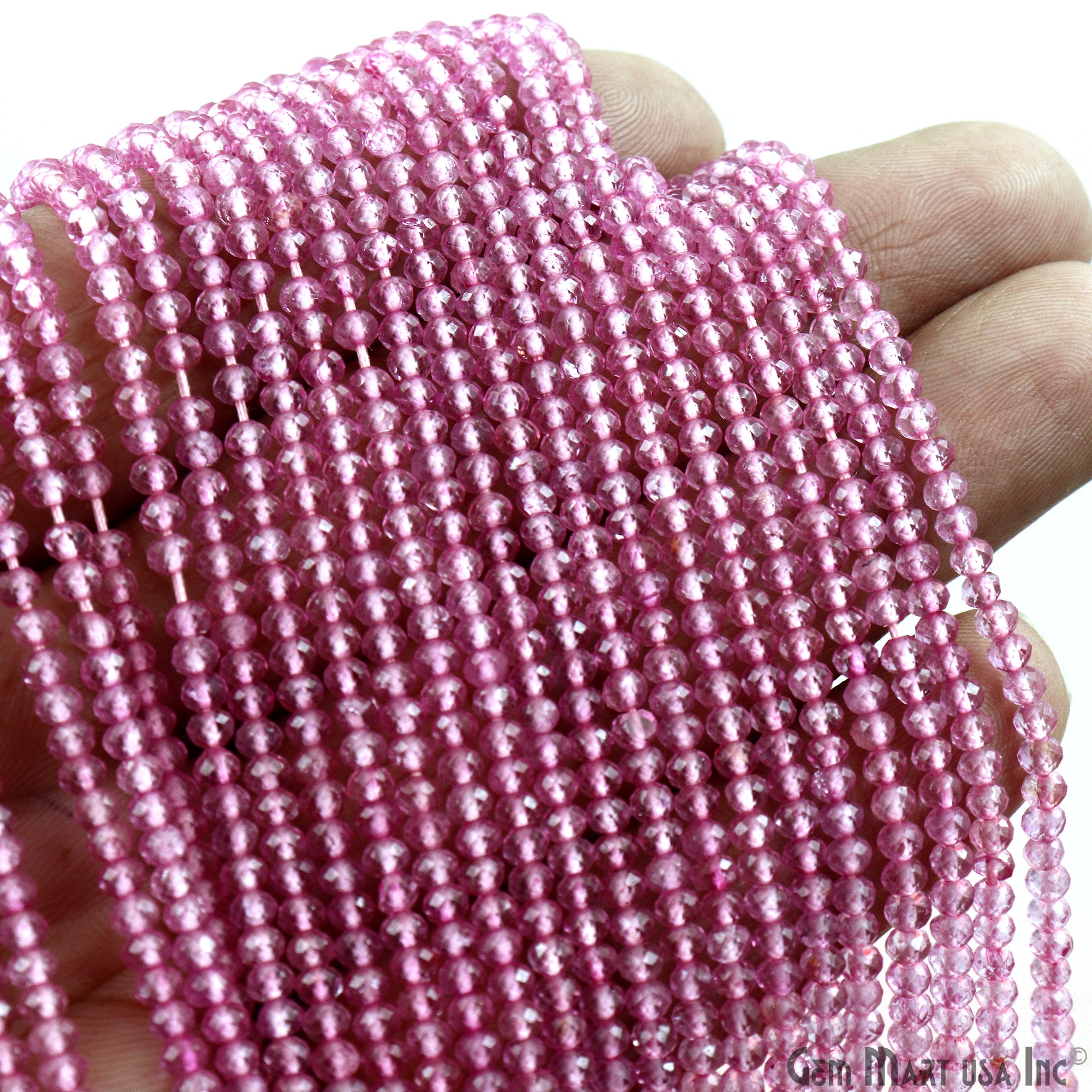 Pink Topaz Faceted Round 3-4mm Crafting Beads Gemstone Strands 13 INCH