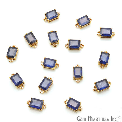 Sapphire Prong Setting Gold Plated Double Bail Gemstone Connector - GemmartUSA