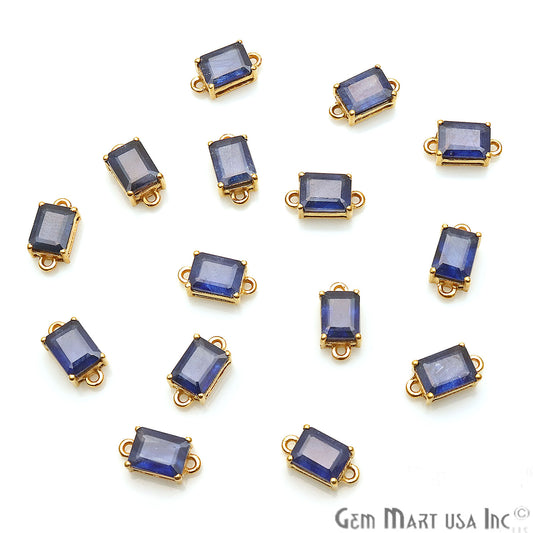 Sapphire Prong Setting Gold Plated Double Bail Gemstone Connector - GemmartUSA